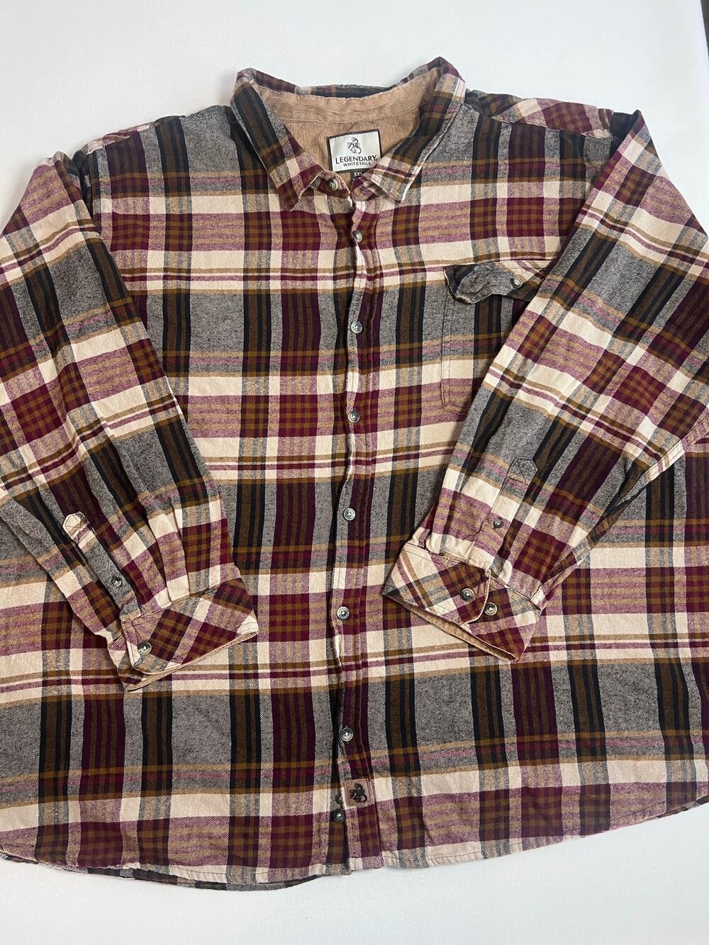Legendary Whitetails Buck Camp Flannel Shirt Mens 5XL Plaid Cotton Big Tall